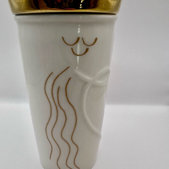 Starbucks Siren Ceramic Travel Mug with Gold Crown Lid 2016 - Picture 3 of 9